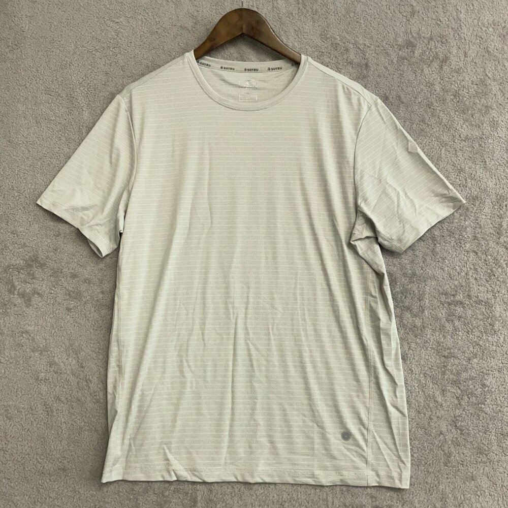 NWOT Soybu Men's M Light Grey Performance Active T-Shirt Striped